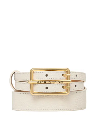 Elisabetta Franchi Logo-engraved Belt In Neutral