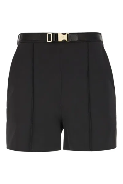 Elisabetta Franchi Logo Engraved Belted Shorts In Black