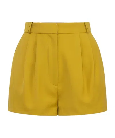Elisabetta Franchi Logo-engraved Pleated Shorts In Yellow
