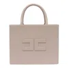 Elisabetta Franchi Medium Leather-effect Handbag With Stitching In Beige