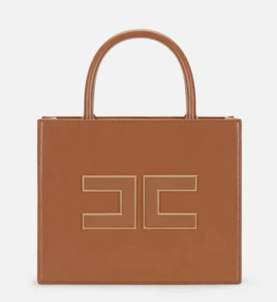 Elisabetta Franchi Logo Handbag In Brown