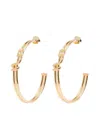 Elisabetta Franchi Double Band Hoop Earrings With Geometric Accents In Gold
