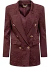 Elisabetta Franchi Lettering Jacquard Crepe Jacket In Red
