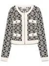 ELISABETTA FRANCHI LOGO-JACQUARD CROPPED CARDIGAN