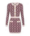 Elisabetta Franchi Logo-jacquard Long-sleeved Mini Dress In Multicolor
