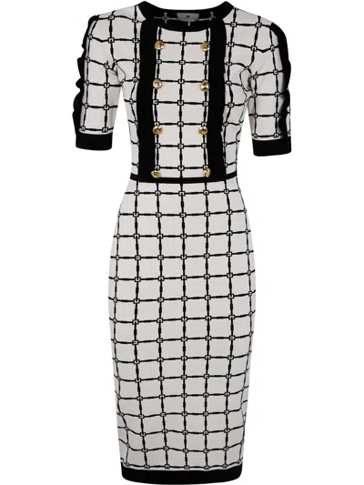 ELISABETTA FRANCHI LOGO-JACQUARD MIDI DRESS