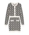Elisabetta Franchi Logo-jacquard Long-sleeved Mini Dress In White