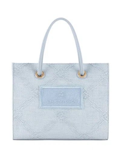Elisabetta Franchi Logo-jacquard Mini Tote Bag In Blue