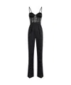 Elisabetta Franchi Lettering Jacquard Crepe Jumpsuit In Black