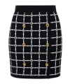 Elisabetta Franchi Black Jacquard Mini Skirt With Logo And Gold Buttons In Black