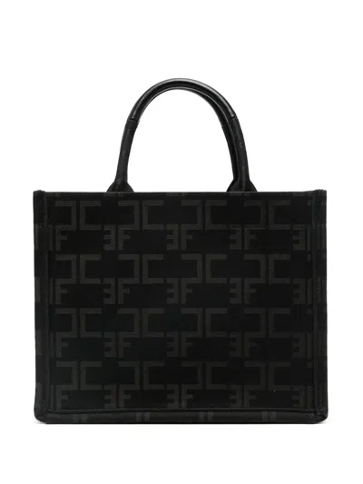 Elisabetta Franchi Logo-jacquard Tote Bag In Black
