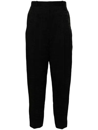 Elisabetta Franchi Logo-jacquard Trousers In 黑色