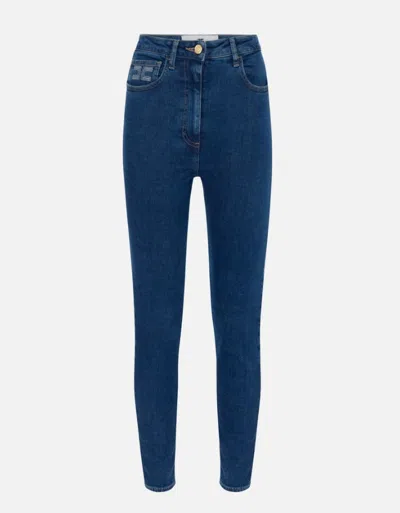 Elisabetta Franchi Logo Jeans In Blue