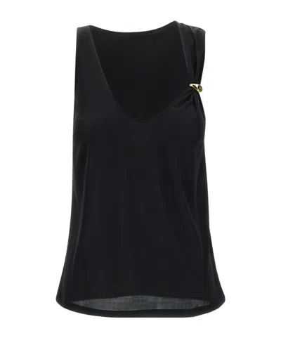 Elisabetta Franchi Logo-jewel Jersey Tank Top In Black