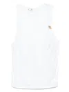 Elisabetta Franchi Scoop Neck Sleeveless Tank Top With Gold Embellishment In Weiss