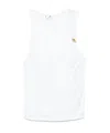Elisabetta Franchi Scoop Neck Sleeveless Tank Top With Gold Embellishment In White
