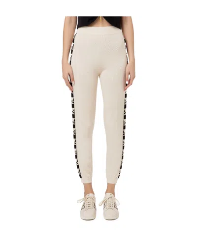 Elisabetta Franchi Logo Lace And Ankle Trousers In Nude