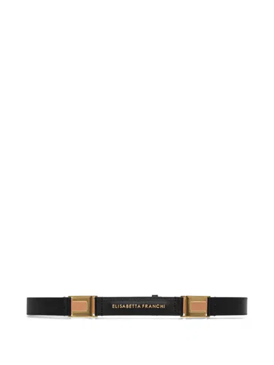 Elisabetta Franchi Logo Leather Belt In Black