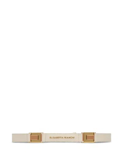 Elisabetta Franchi Logo Leather Belt In Neutral