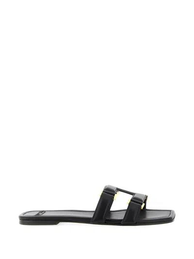 Elisabetta Franchi Nappa Leather Sandals Square Toe Design In Black
