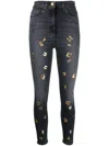 Elisabetta Franchi Logo-lettering High-rise Skinny Jeans In Black