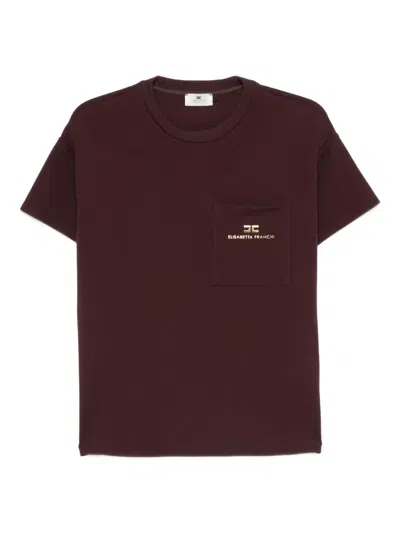 Elisabetta Franchi Logo-lettering T-shirt In Burgundy