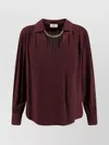Elisabetta Franchi Logo Metal Detail Collar Shirt In Burgundy
