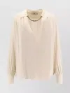 Elisabetta Franchi Logo Metal Detail Collar Shirt In Neutral