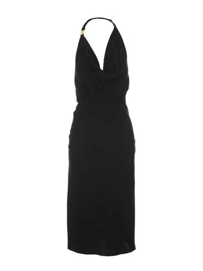 Elisabetta Franchi Logo Midi Dress In Black