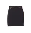 Elisabetta Franchi Black Skirt With Metallic Pendant And Patch Pockets In Fabric Woman In Black