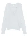 Elisabetta Franchi Wool Blend Tricot V-neck Sweater Clothing In Blue