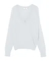 Elisabetta Franchi Wool Blend Tricot V-neck Sweater In White