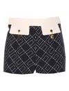 Elisabetta Franchi High Waist Geometric Pattern Shorts In Black