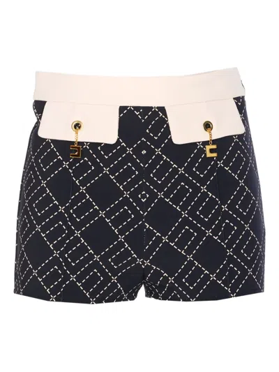 ELISABETTA FRANCHI LOGO-MOTIF WELT-POCKETS SHORTS
