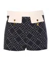 Elisabetta Franchi High Waist Geometric Pattern Shorts In Black