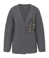 Elisabetta Franchi Logo-patch Ribbed-knit Cardigan In Black