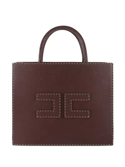 Elisabetta Franchi Logo-patch Stitched Tote Bag In Neutral