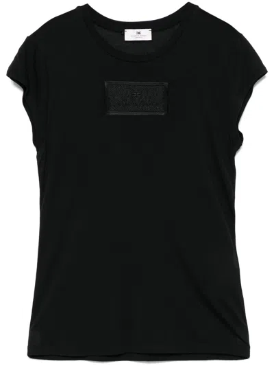 Elisabetta Franchi Logo-patch T-shirt In Black