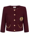 ELISABETTA FRANCHI LOGO PATCH TWEED JACKET