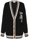 Elisabetta Franchi Logo Patch V-neck Cardigan In Black
