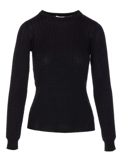 ELISABETTA FRANCHI LOGO-PATTERN CREW-NECK SWEATER