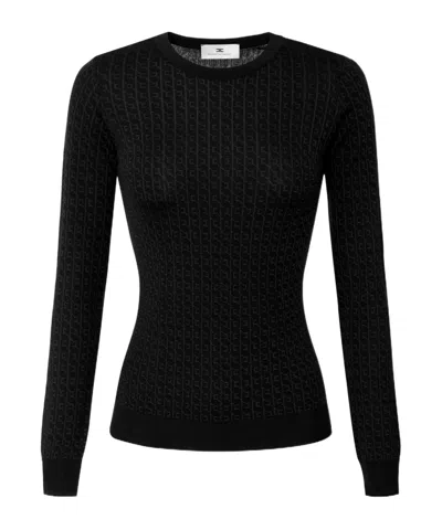 Elisabetta Franchi Logo-pattern Crew-neck Sweater In Black