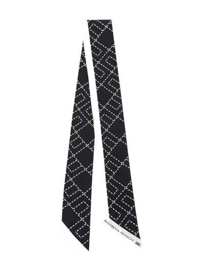 Elisabetta Franchi Logo-pattern Silk Scarf In Black