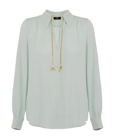 ELISABETTA FRANCHI ELISABETTA FRANCHI LOGO-PENDANT V-NECK SHIRT
