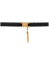 Elisabetta Franchi Black Belt With Pendant In Black