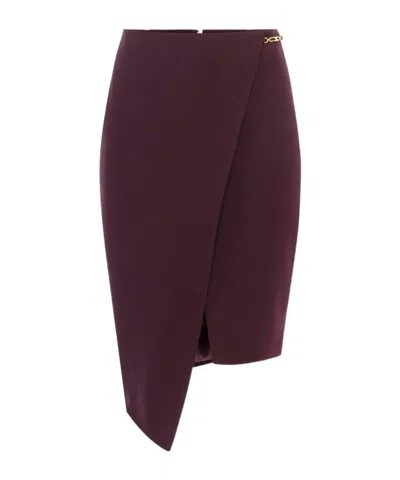 Elisabetta Franchi Logo-plaque Asymmetrical Skirt In Burgundy