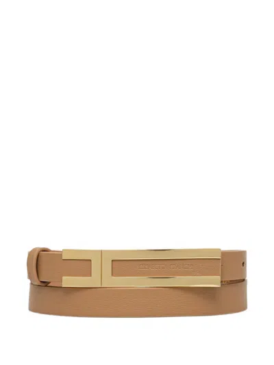 Elisabetta Franchi Logo-plaque Belt In Brown
