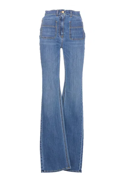 Elisabetta Franchi Logo Plaque Boot Cut Jeans In Blue