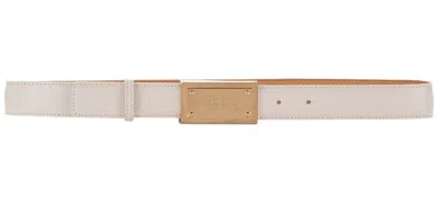 Elisabetta Franchi Logo Plaque Buckled Belt In White
