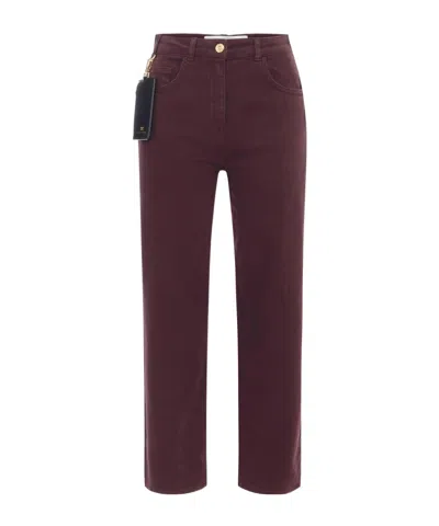 Elisabetta Franchi Logo-plaque Card-holder Jeans In Purple
